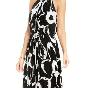 Vince Camuto Floral Print Pleat A-Line Dress